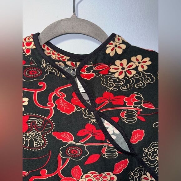 Rave Moda Vintage Y2K oriental Floral Blossom Flare Sleeve Cropped Top XL - Picture 4 of 7